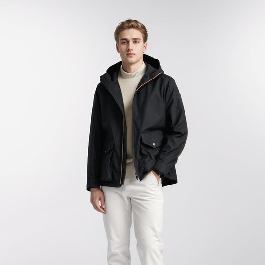 Herren strapazierfähige Multifunktionsjacke mit verstellbarem Kapuzenkragen und großzügigen Taschen EB