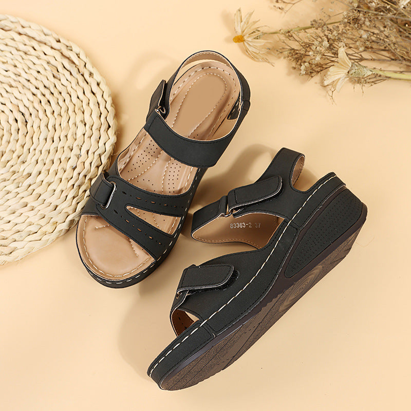 Damen Wedge-Sandalen mit anatomisch geformtem Fußbett und verstellbarem Riemen EB