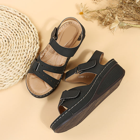 Damen Wedge-Sandalen mit anatomisch geformtem Fußbett und verstellbarem Riemen EB