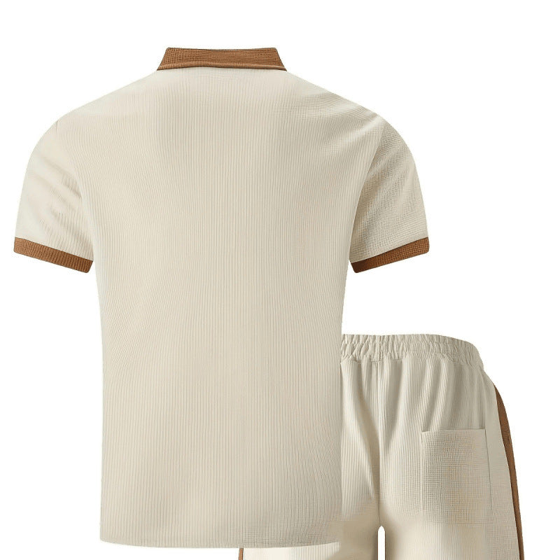Herren Poloshirt und Shorts Set mit stylischem Kontrastdesign EB