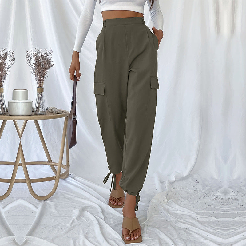 Damen Cargo-Hose mit verstellbarem Bund und seitlichen Taschen EB