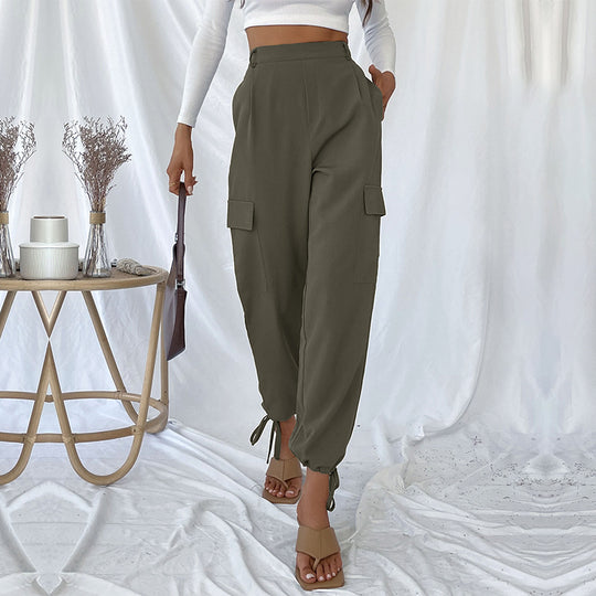 Damen Cargo-Hose mit verstellbarem Bund und seitlichen Taschen EB