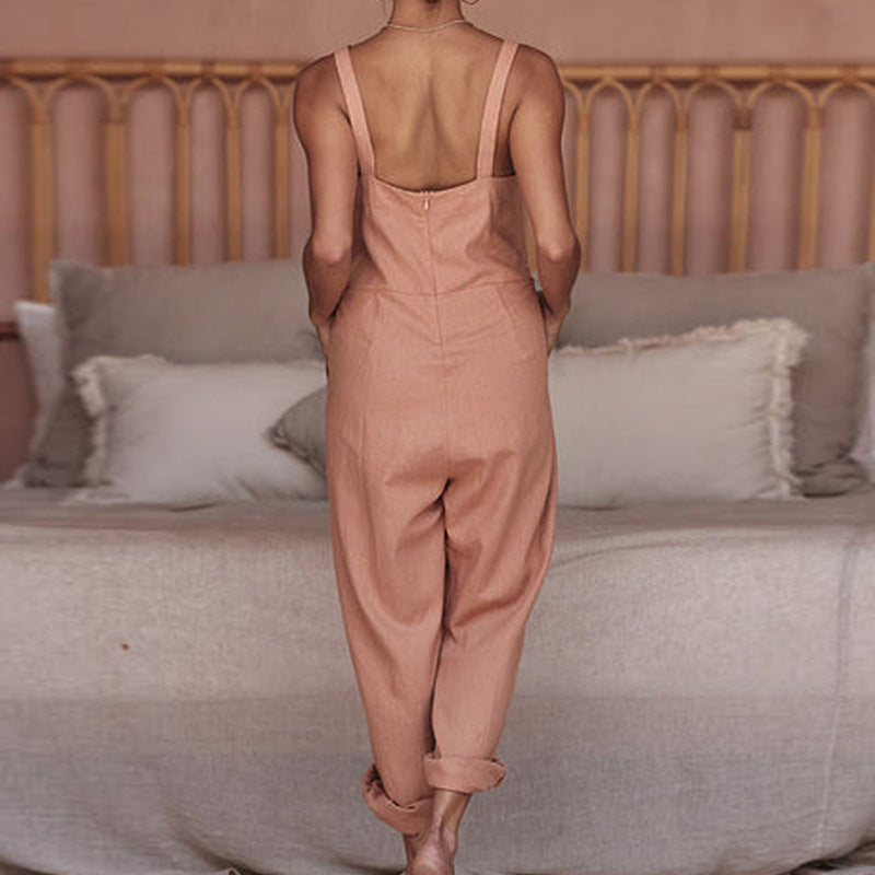 Damen Leichter Jumpsuit mit praktischen Taschen EB