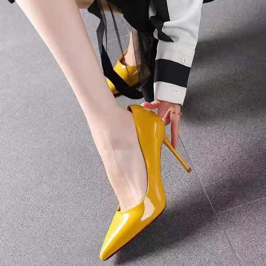 Damen Elegante Stiletto-Pumps mit schmaler Silhouette und glänzender Oberfläche EB