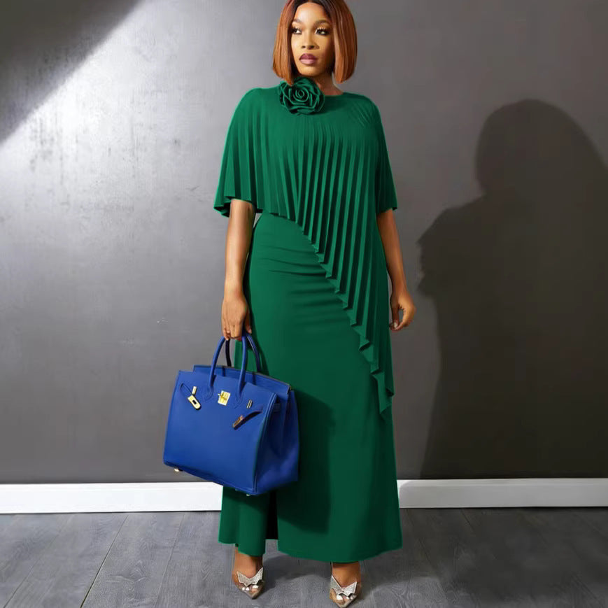 Damen ärmelloses Maxi-Kleid mit elegantem Faltenverlauf EB
