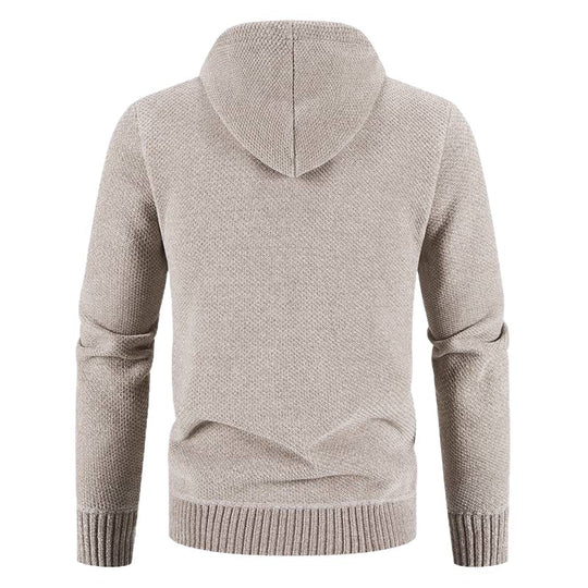 Herren Strickjacke mit Kapuze und strukturiertem Design EB