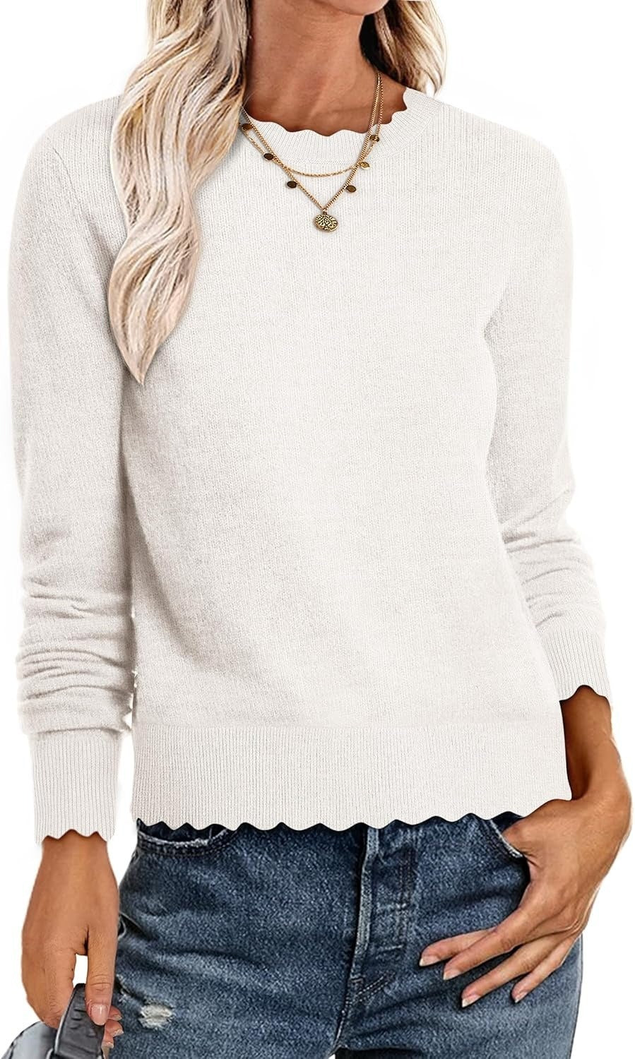 Damen Sweater mit Wellenkante EB