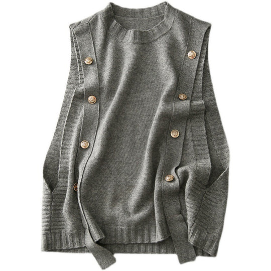Damen Strickweste mit dekorativen Knöpfen und modischem Design EB