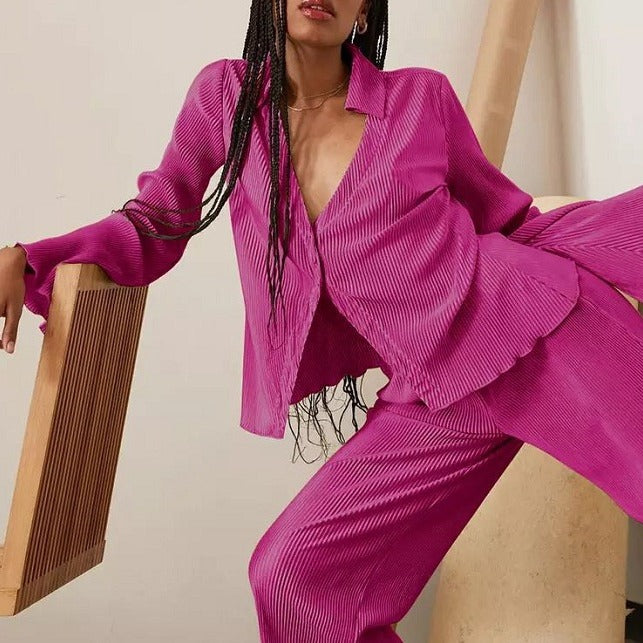 Damen elegantes Lounge-Set aus softem Plissee EB