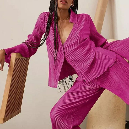 Damen elegantes Lounge-Set aus softem Plissee EB
