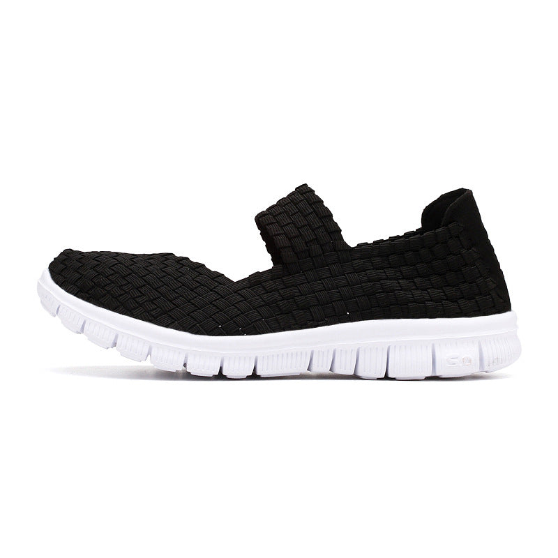 Damen nan elastischer Mary-Jane-Riemchen-Komfortschuh mit gewebtem Stretch-Obermaterial und flexibler Leichtsohle EB