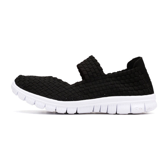 Damen nan elastischer Mary-Jane-Riemchen-Komfortschuh mit gewebtem Stretch-Obermaterial und flexibler Leichtsohle EB