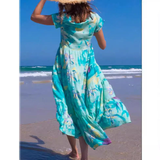 Damen maxikleid mit traumhaften Blumendruck EB