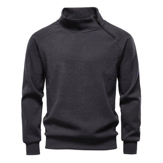 Herren nan Stehkragenpullover mit asymmetrischem Schulterreißverschluss und Raglanärmeln EB