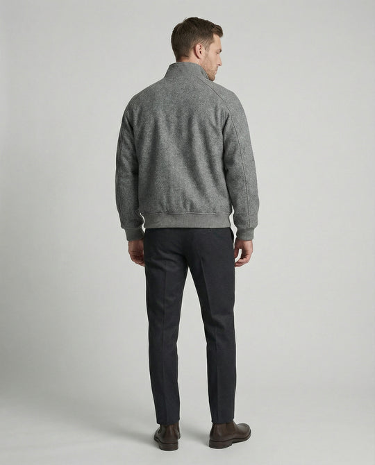 Herren kastig geschnittene Wollmix-Zipjacke mit Stehkragen Raglanärmeln und Rippbündchen EB
