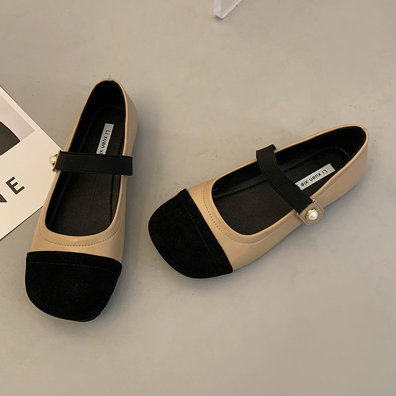 Damen Ballerinas mit elegantem Riemchen und modischer Perlenverzierung EB