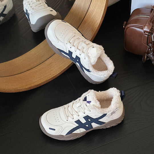 Damen Fleecegefütterte Sneakers mit rutschfester Sohle und modischem Design EB