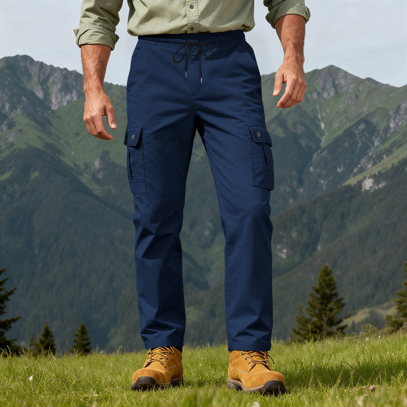 Herren nan robuste Outdoor-Cargohose mit elastischem Tunnelzugbund und aufgesetzten Klappentaschen EB
