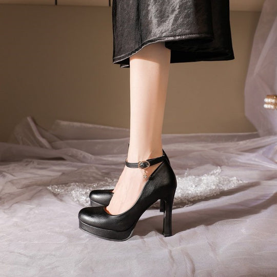 Damen Elegante Plateau-Pumps mit verstellbarem Riemchen EB