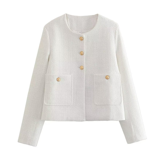 Damen Modische Tweedjacke mit strukturiertem Gewebe EB