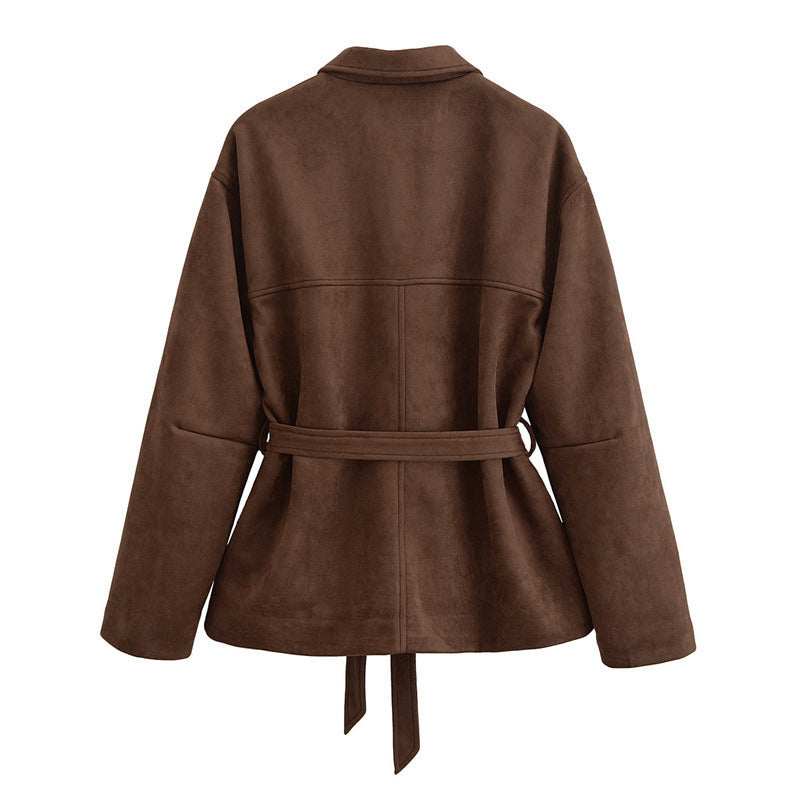 Damen modische Overshirt-Jacke mit Gürtel EB