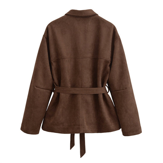 Damen modische Overshirt-Jacke mit Gürtel EB