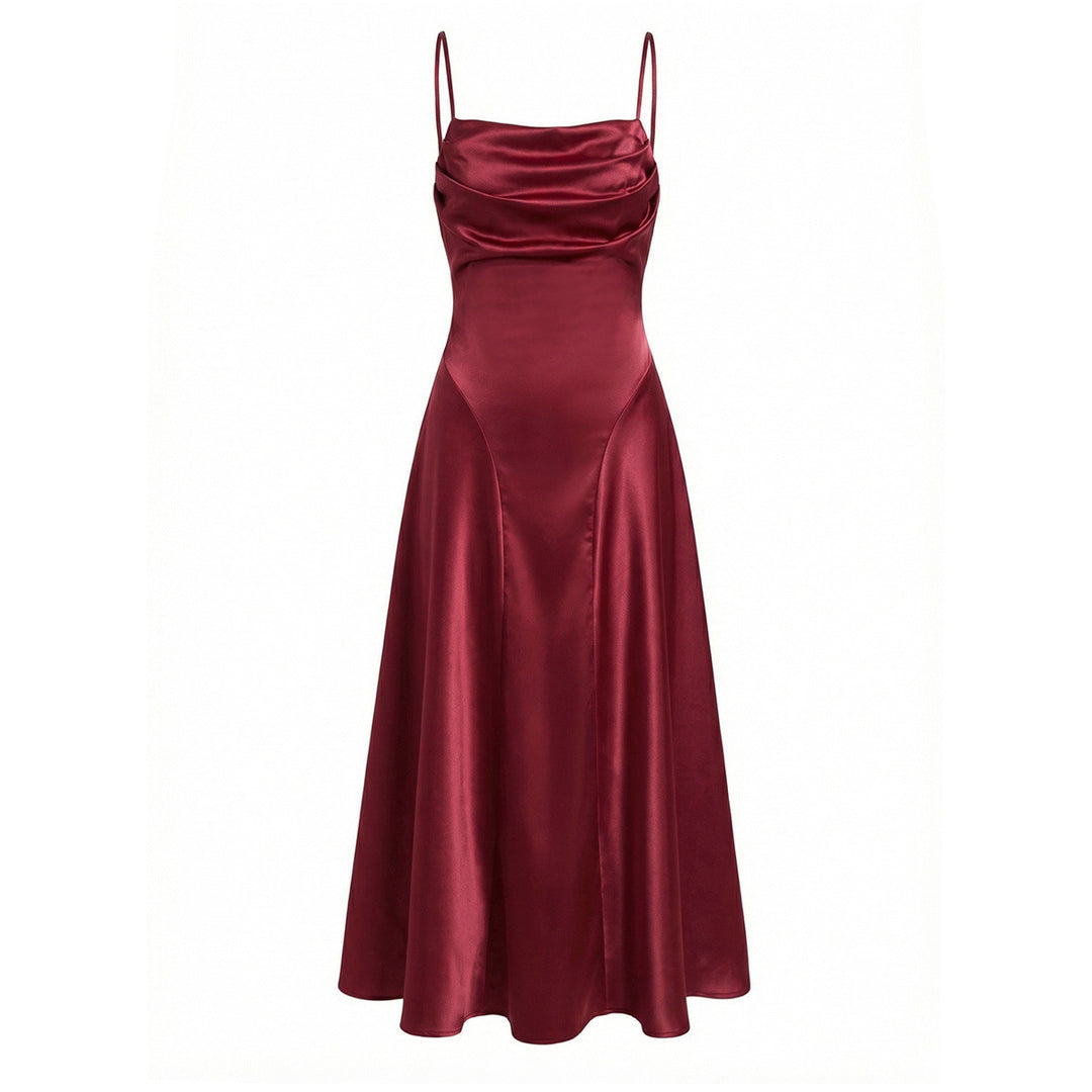 Damen Satin Abendkleid mit Drapé-Ausschnitt EB