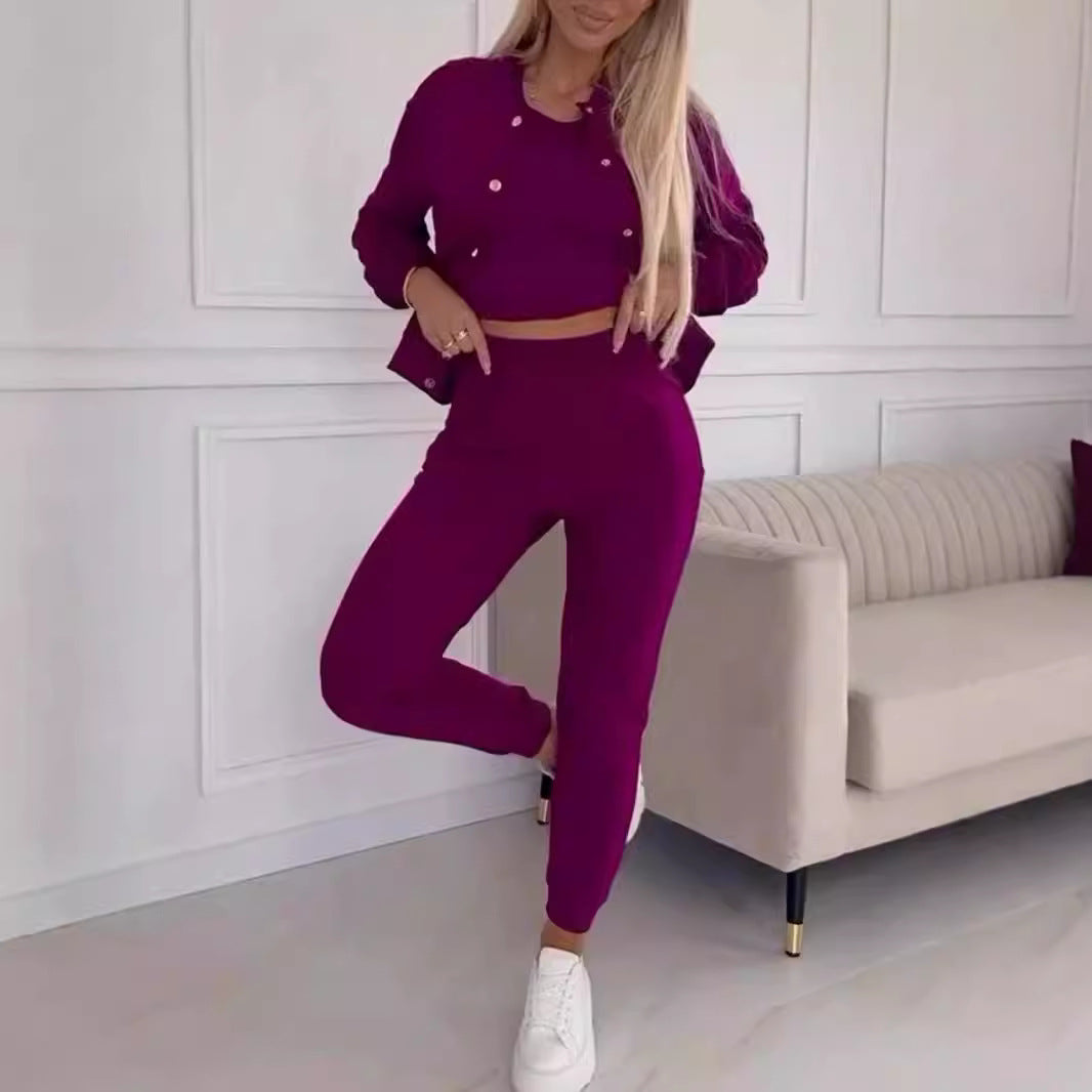 Damen Freizeit-Jogginganzug mit schickem Schnitt und elastischem Bund EB