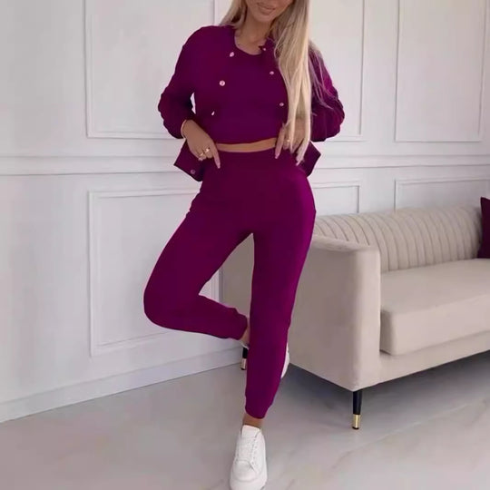 Damen Freizeit-Jogginganzug mit schickem Schnitt und elastischem Bund EB