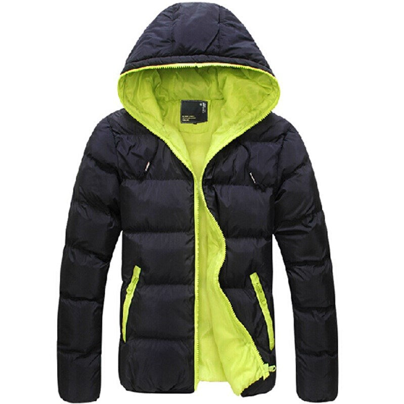 Herren nan gesteppte Kapuzen-Steppjacke mit kontrastierendem Fleecefutter und seitlichen Reißverschlusstaschen EB