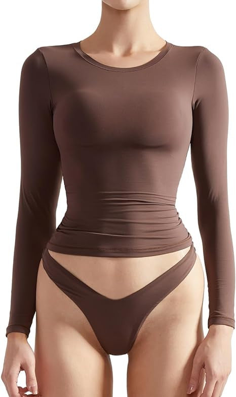 Damen Langarm-Top mit Raffung und figurbetontem Schnitt EB