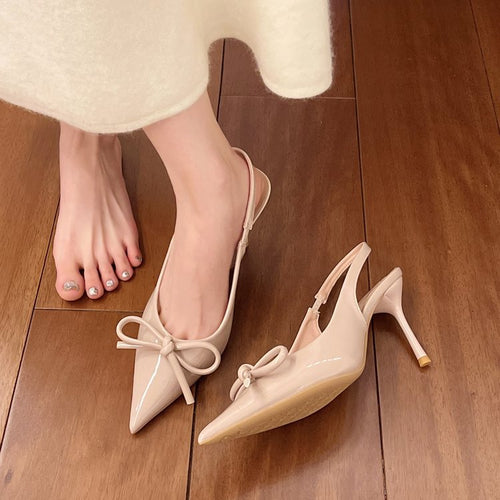 Damen elegante Slingback-Pumps mit Schleifen-Detail EB