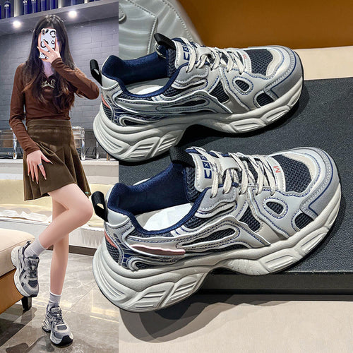 Damen urbane Komfort-Sneaker mit atmungsaktiven Mesh-Elementen EB