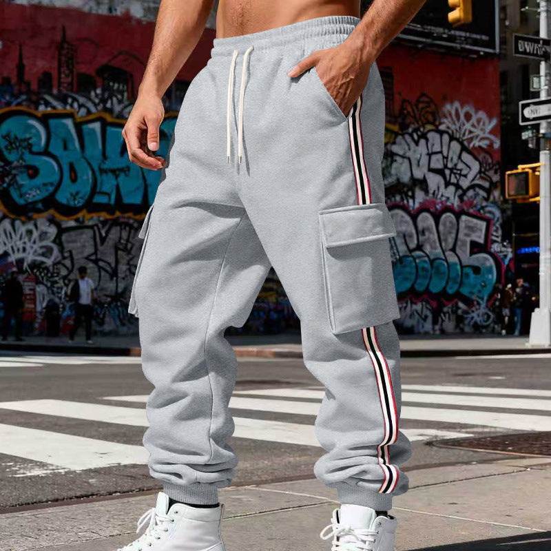 Herren Cargo-Joggerhose mit seitlichen Klapp‑Cargotaschen, Tunnelzug & Rippbündchen EB