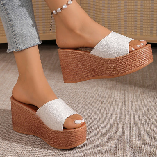Damen Komfortable Plateau-Sandalen mit breitem Obermaterial und rutschfester Sohle EB