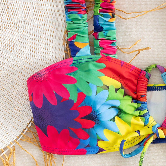 Damen Bunt blühender Bikini EB