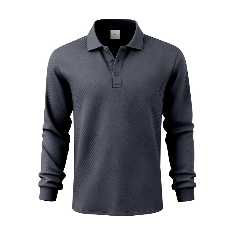 Herren nan langärmeliges Poloshirt aus strukturiertem Jacquardstrick EB