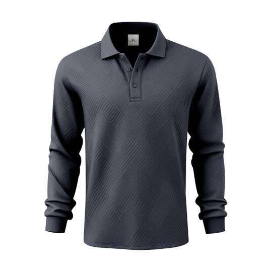 Herren nan langärmeliges Poloshirt aus strukturiertem Jacquardstrick EB