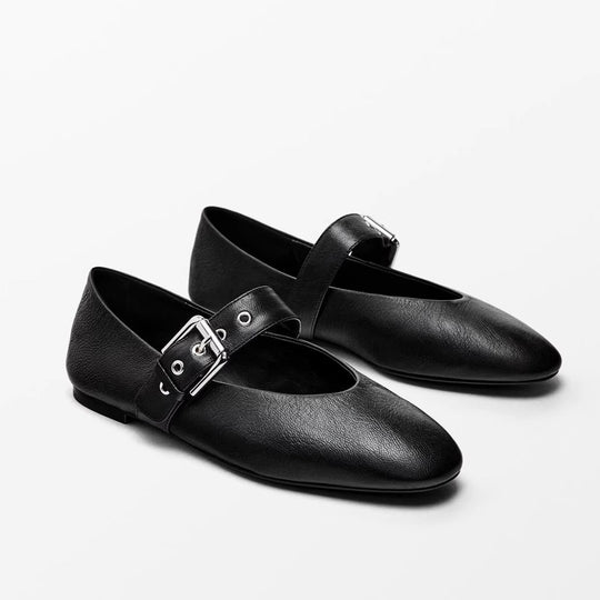Damen Ballerinas mit verstellbarem Riemendesign und elegantem Schnallenakzent EB