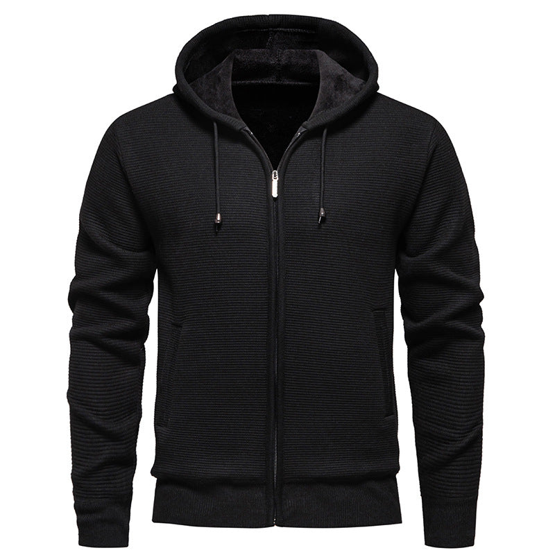 Herren sportliche Fleecejacke mit hohem Kragen und Reißverschluss EB