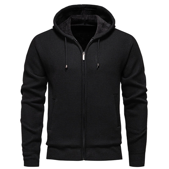 Herren sportliche Fleecejacke mit hohem Kragen und Reißverschluss EB