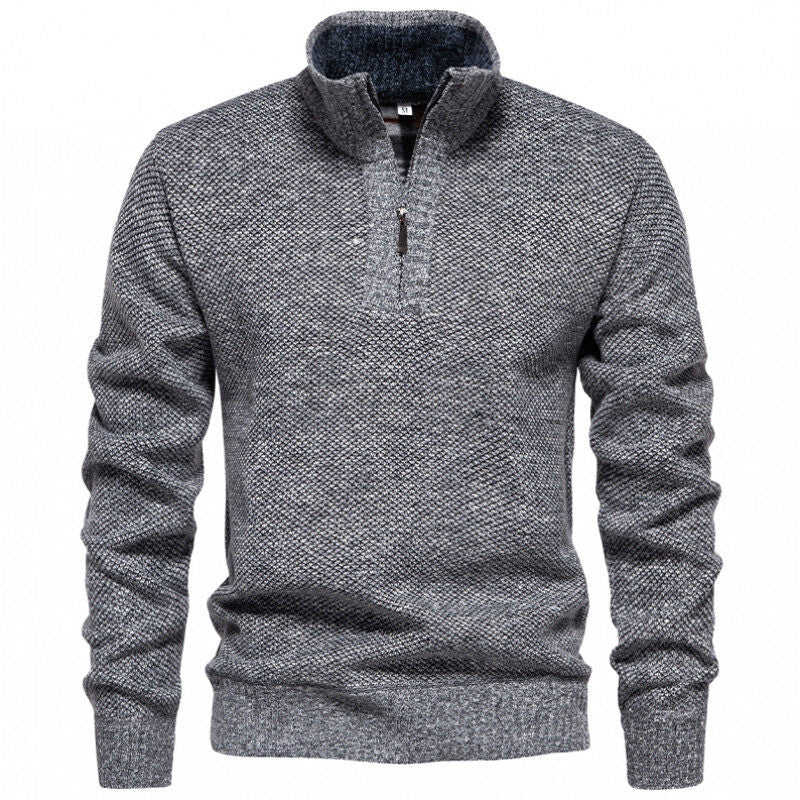 Herren Hochwertiger Pullover mit Stehkragen und Reißverschluss EB