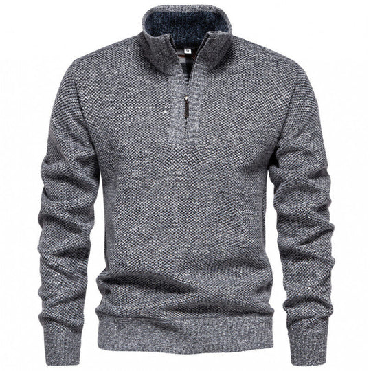 Herren Hochwertiger Pullover mit Stehkragen und Reißverschluss EB
