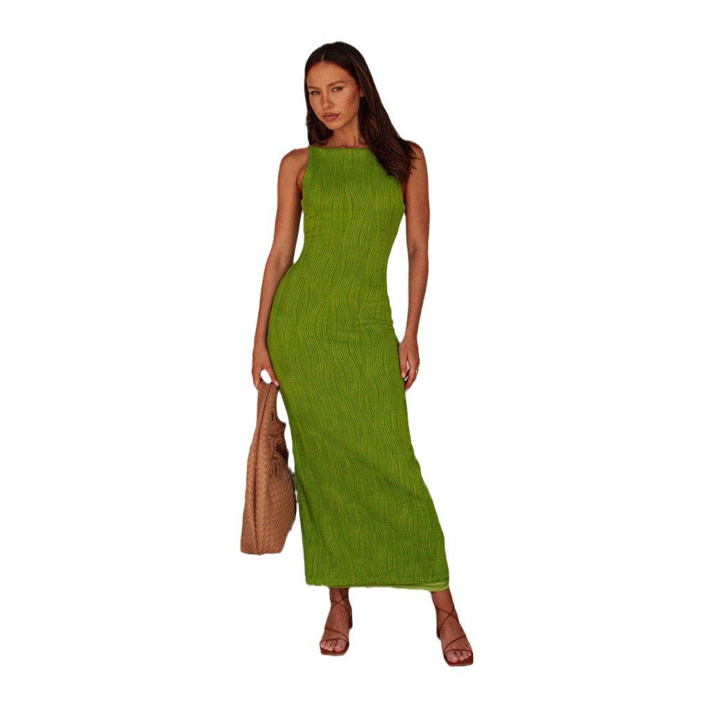 Damen Langarm Maxikleid mit elegantem Rippstrickmuster und körpernahem Schnitt EB