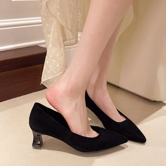 Damen elegante Spitzenpumps mit Komfort-Blockabsatz EB