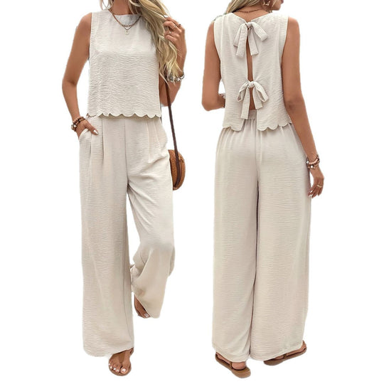 Damen Lässiger Jumpsuit mit elegantem Rückenausschnitt und weitem Bein EB