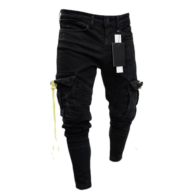 Herren trendige Cargo-Jeans mit praktischem Seitenreißverschluss und stylischen Ziernähten EB