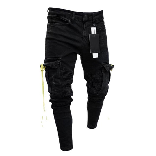 Herren trendige Cargo-Jeans mit praktischem Seitenreißverschluss und stylischen Ziernähten EB