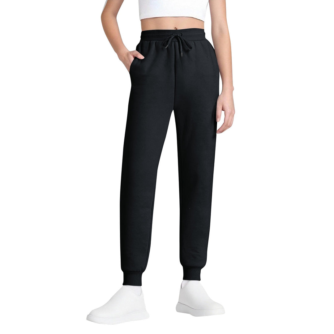 Damen nan schlanke hochgeschnittene Jogginghose mit Tunnelzug, Eingrifftaschen und Bündchen EB