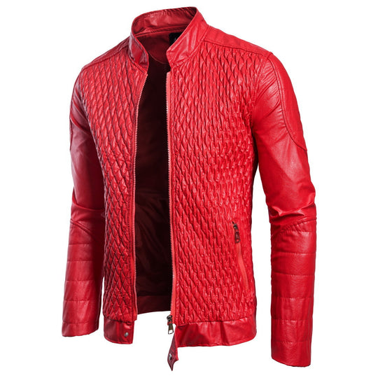 Herren elegante Kunstlederjacke mit strukturiertem Obermaterial EB